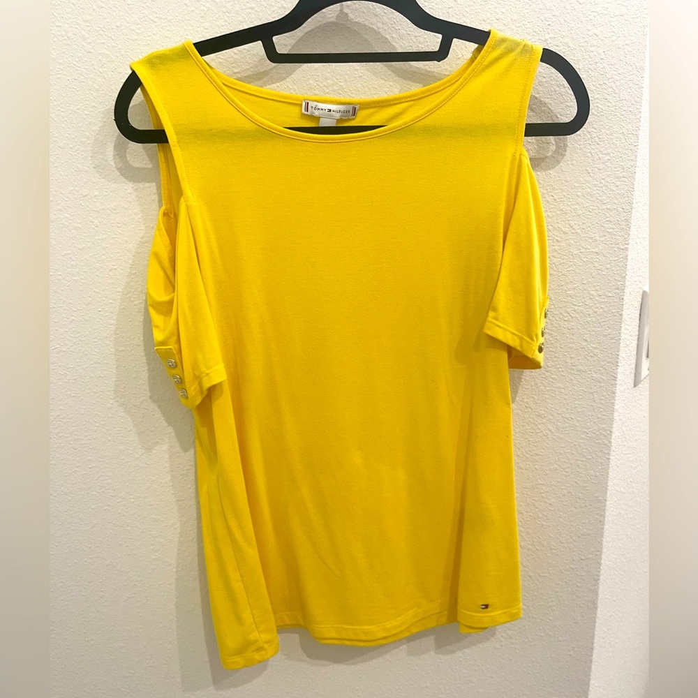 Tommy Hilfiger Yellow Cold Shoulder Top